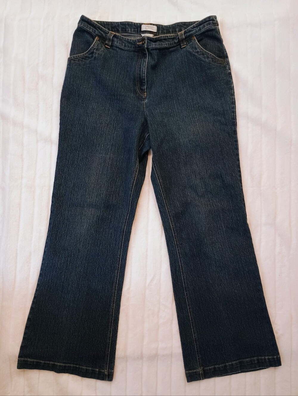 Christopher & Banks Women's Blue Denim Jeans Stretch Wide Leg Flare High Rise 16
